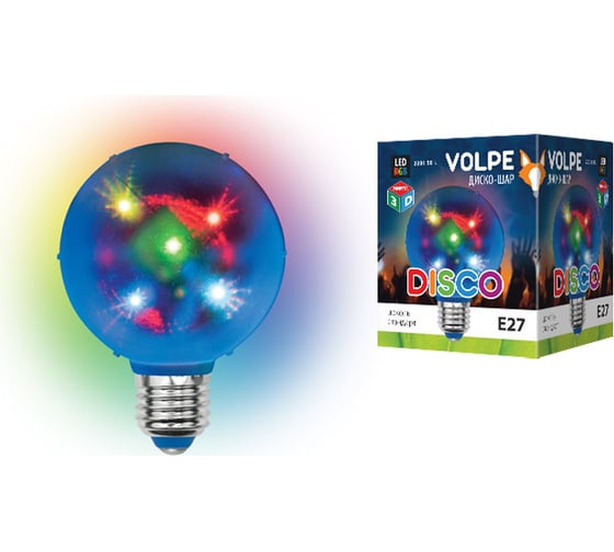 Изображение товара Светодиодный светильник Volpe ULI-Q308 1,5W/RGB/E27 ДИСКО ШАР 3D. 3D звёзды. UL-00002761