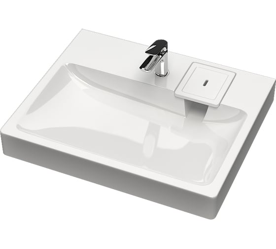 Изображение товара Раковина AQUADREAM Адель V53 D1 белая, в комплекте с кронштейнами и сифоном VKA053D001