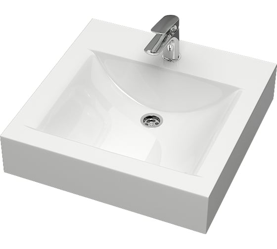 Изображение товара Раковина AQUADREAM Ирен V57D1 белая, в комплекте с кронштейнами и сифоном VKA057D001