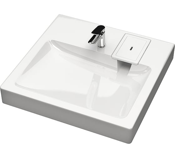 Изображение товара Раковина AQUADREAM Монако V51D1 белая, в комплекте с кронштейнами и сифоном VKA051D001