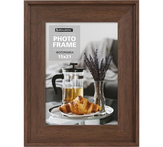 Изображение товара Рамка BRAUBERG 15x21 см, небьющаяся, багет 40 мм, пластик, walnut, цвет орех 391264
