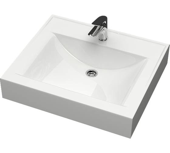 Изображение товара Раковина AQUADREAM Шерри V3D1 белая, в комплекте с кронштейнами и сифоном VKA003D001