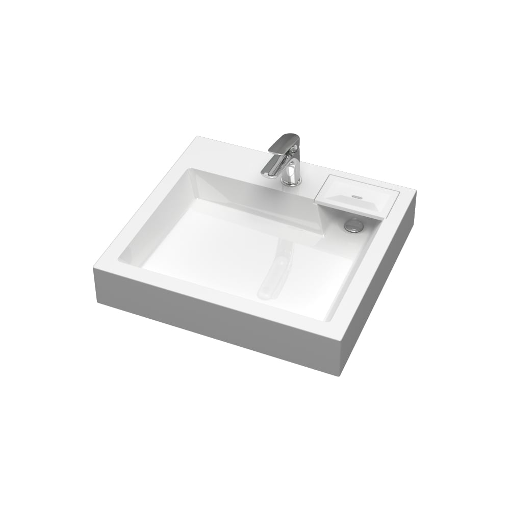 Изображение товара Раковина AQUADREAM Энигма V62D1 белая с сифоном и кронштейнами