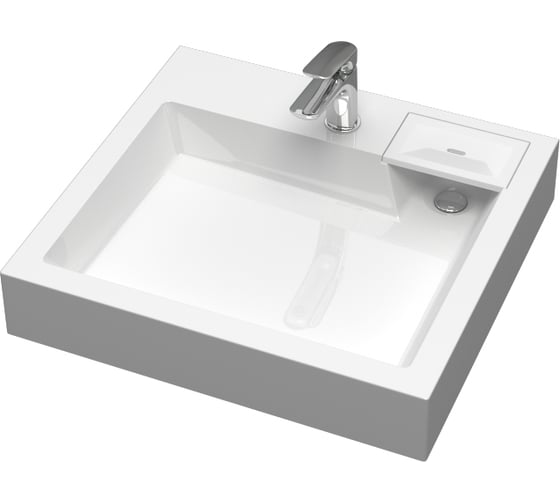 Изображение товара Раковина AQUADREAM Энигма V62D1 белая, в комплекте с кронштейнами и сифоном VKA062D001