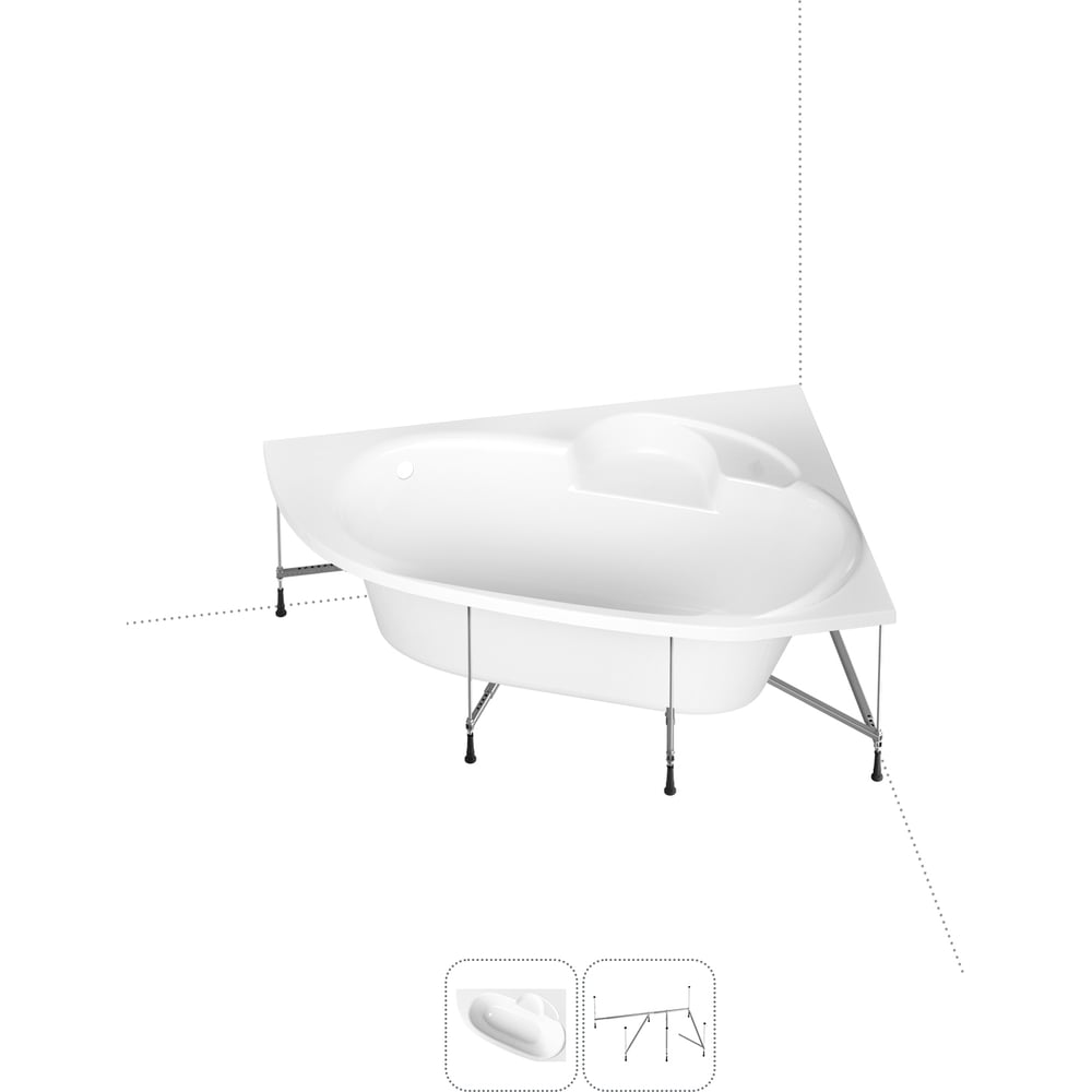 Изображение товара Угловая акриловая ванна Lavinia Boho 140 х 95 с каркасом Bell Pro в наборе 2 в 1 S1-3702140R