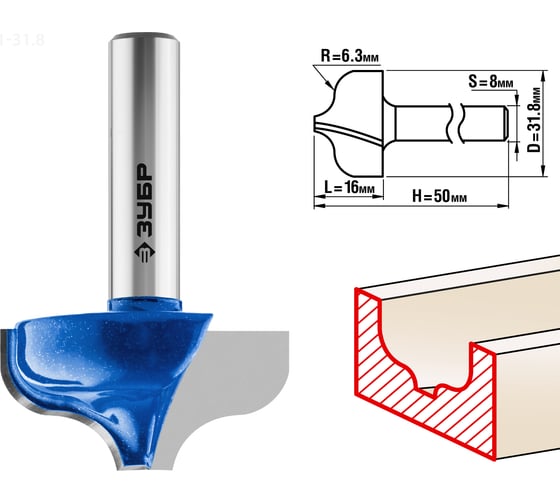 Изображение товара Пазовая фасонная фреза ЗУБР Профессионал №2, 31.8х16 мм 28741-31.8