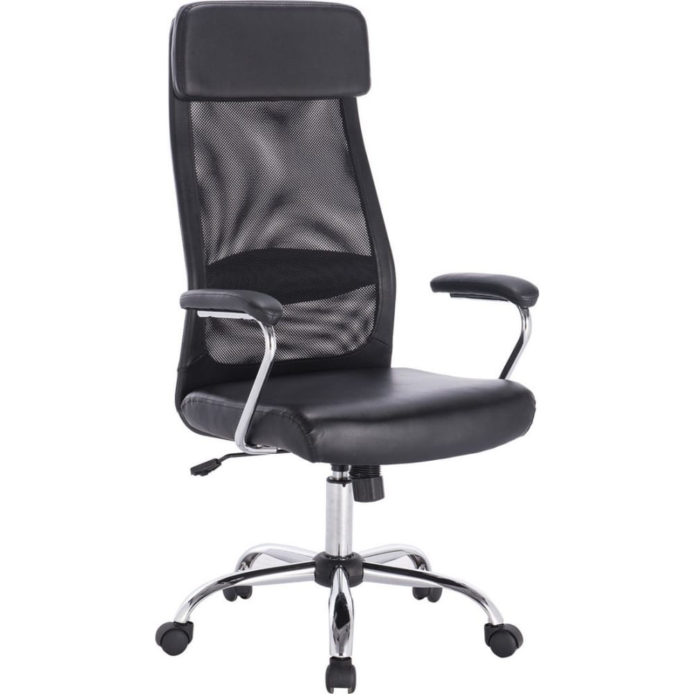 фото Офисное кресло, хром, экокожа, сетка, черное brabix flight ex-540 531850