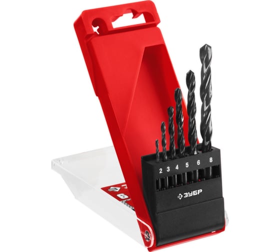 Изображение товара Набор сверл по металлу ЗУБР Мастер быстрорежущая сталь Р4М2, класс В, 6 шт, 2-8 мм 29605-H6