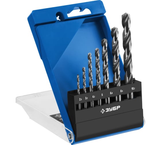 Изображение товара Набор сверл по металлу ЗУБР Проф-А 2.5-10.2 мм, 7 шт, сталь P6M5 29625-H7R