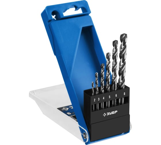 Изображение товара Набор сверл по металлу ЗУБР Проф-А 6 шт, 2-8 мм, сталь Р6М5 29625-H6