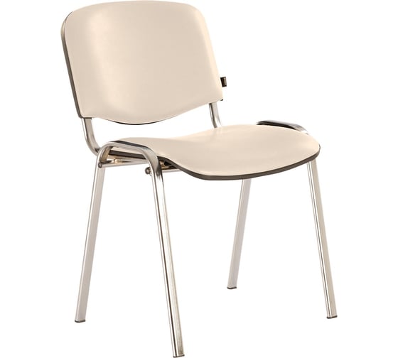 Изображение товара Стул для персонала и посетителей, хромированный каркас, кожзам бежевый, BRABIX Iso CF-001 531425