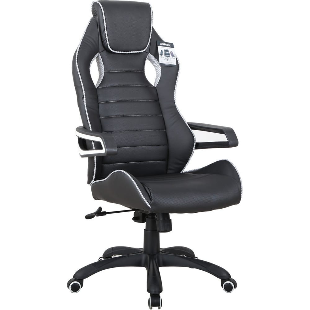 фото Компьютерное кресло, экокожа, черное/серое, вставки серые brabix techno pro gm-003 531814