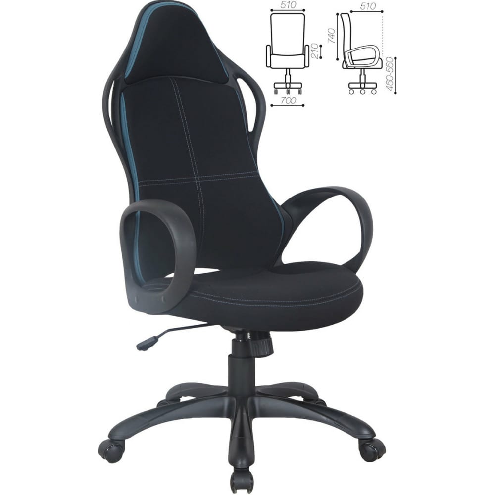 фото Офисное кресло, ткань, черное/вставки синие brabix force ex-516 531572