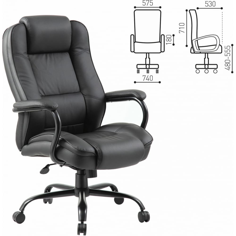 фото Офисное кресло, усиленная конструкция, нагрузка до 200 кг, экокожа, brabix heavy duty hd-002 531829
