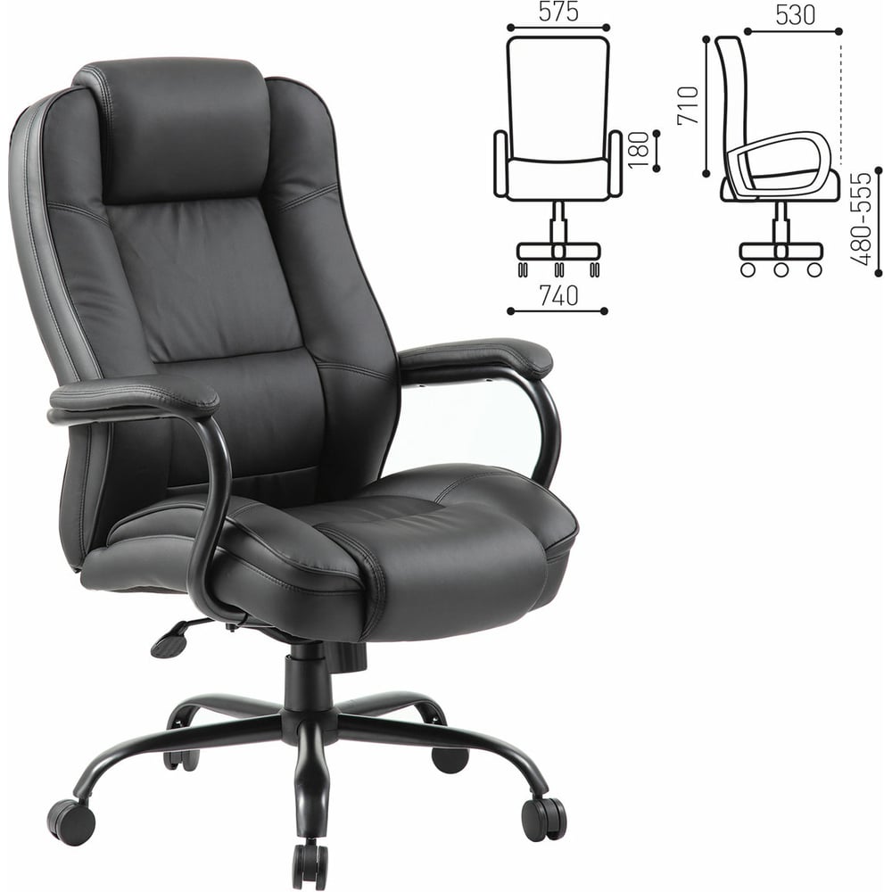 фото Офисное кресло, усиленная конструкция, нагрузка до 200 кг, экокожа, brabix heavy duty hd-002 531829