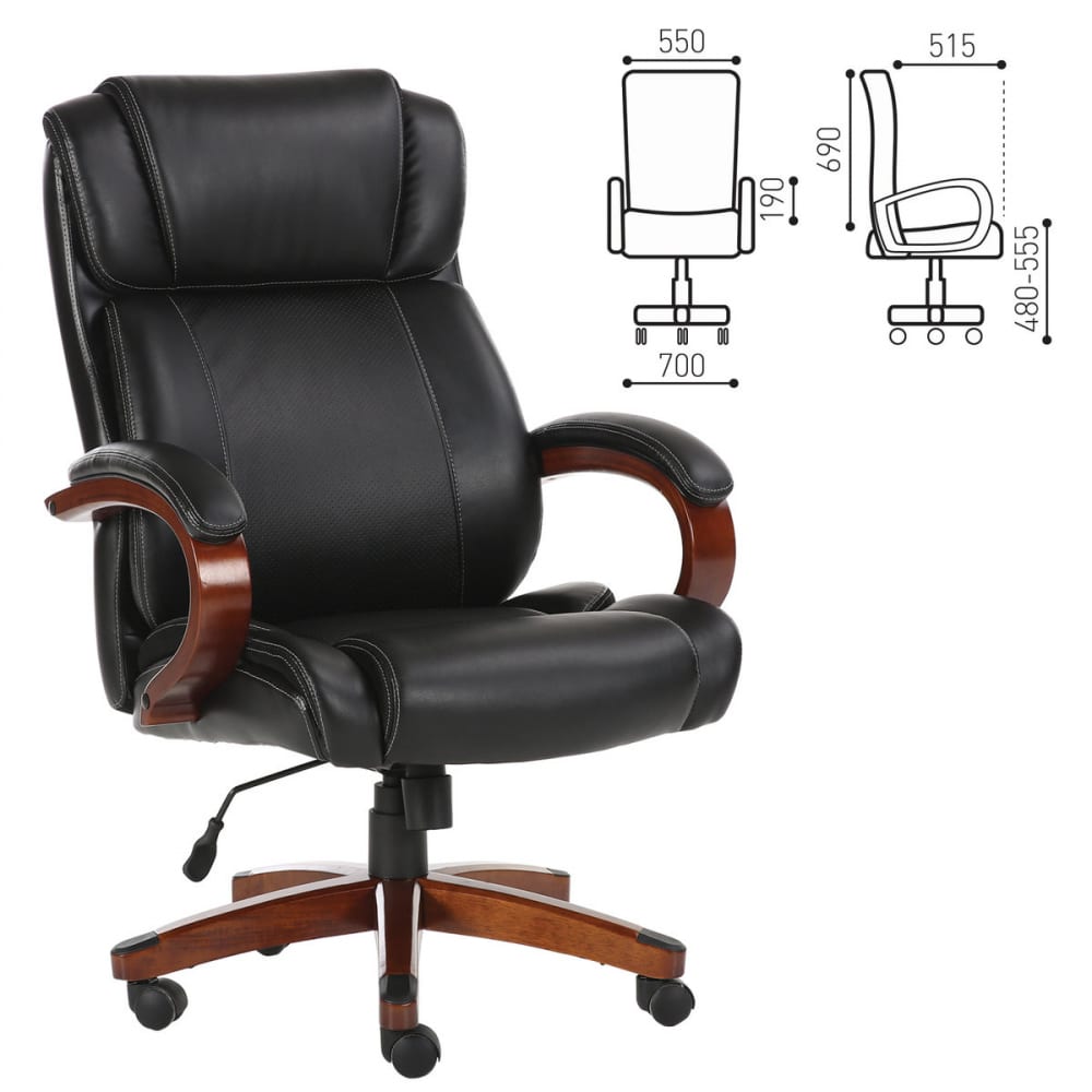 Купить Офисное кресло, дерево, рециклированная кожа, черное brabix magnum ex-701 531827
