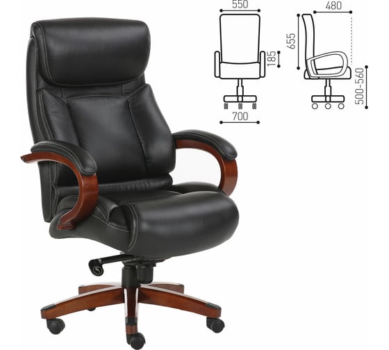Изображение товара Офисное кресло, дерево, натуральная кожа, черное, BRABIX Infinity EX-707 531826