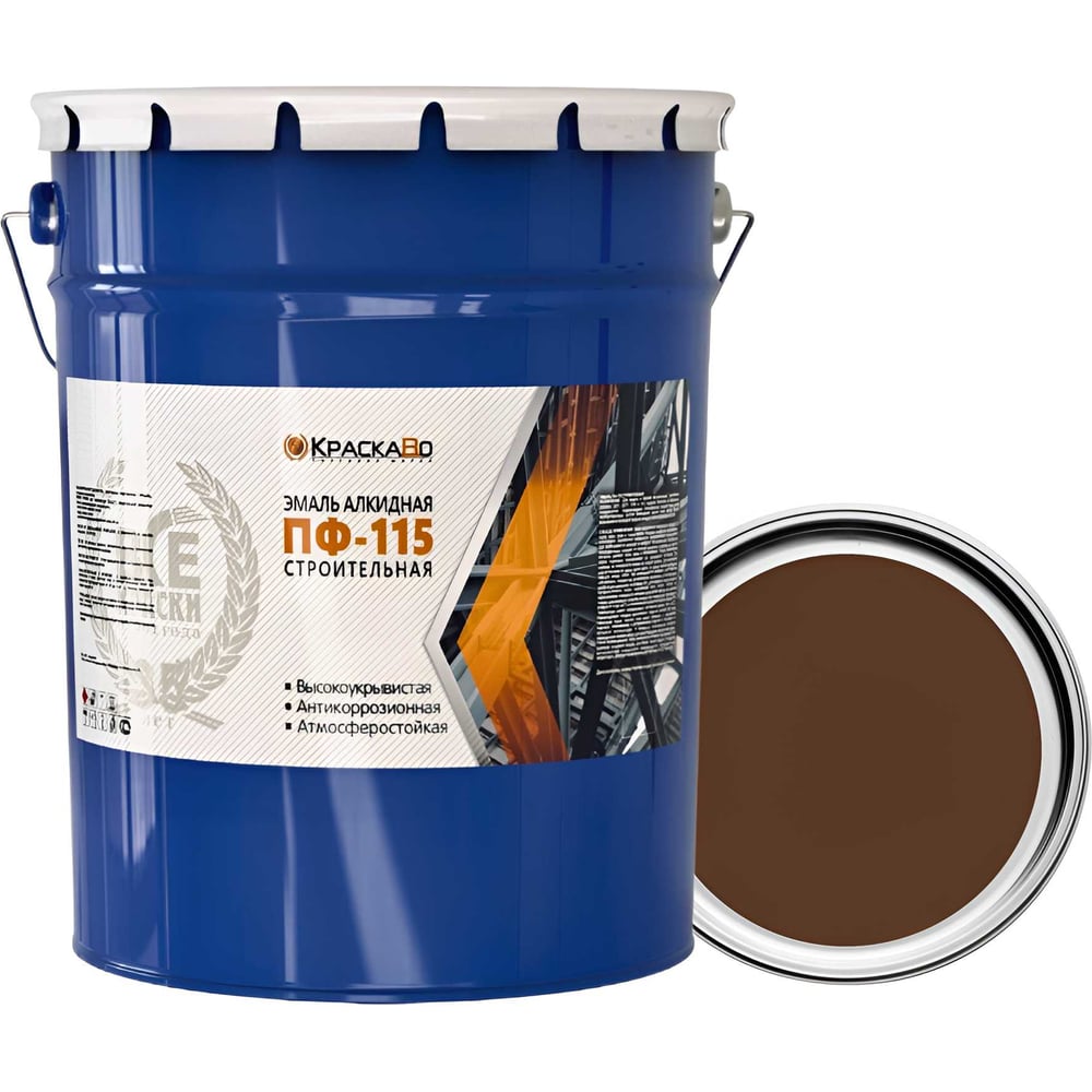 Изображение товара Эмаль краска Во ПФ-115 строительная коричневая 20 л для кирпича бетона металла