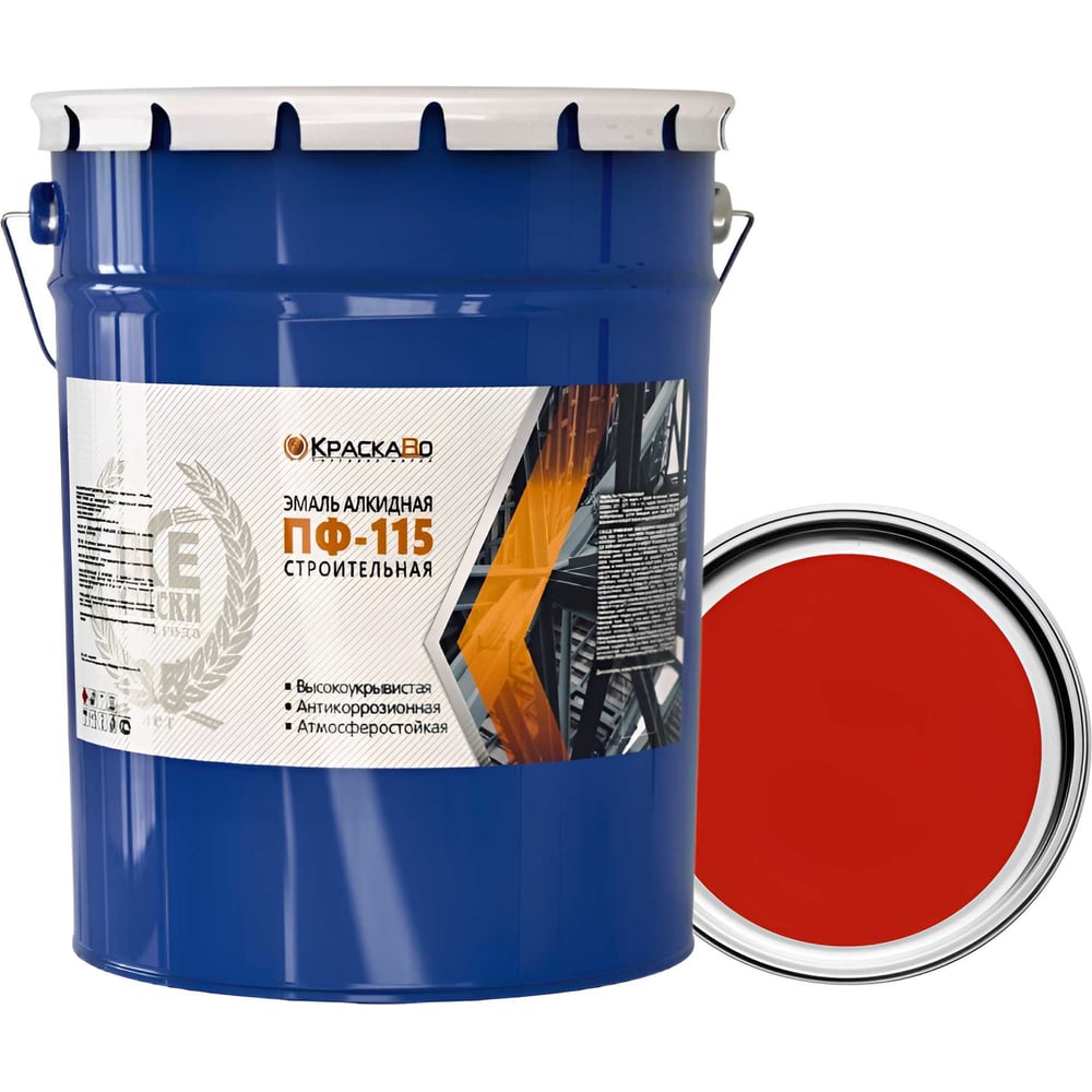 Изображение товара Эмаль Краска Во ПФ-115 строительная красная 25 кг для кирпича бетона металла дерева