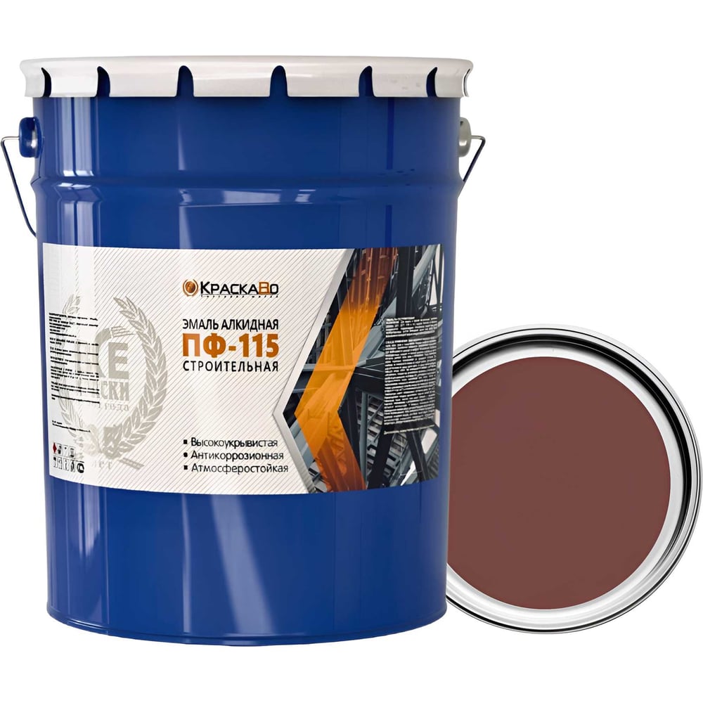 Изображение товара Эмаль Краска Во ПФ-115 строительная красно-коричневая 25 кг