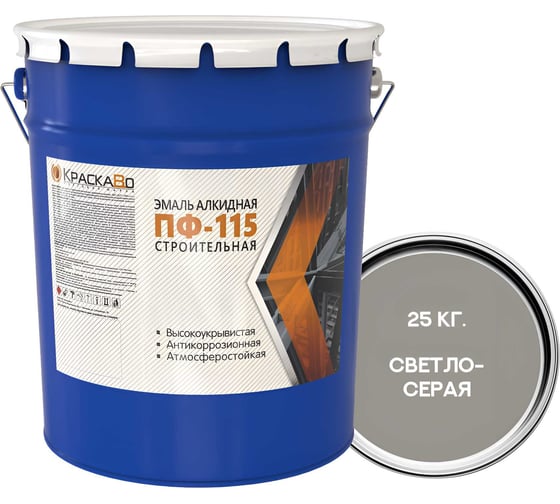 Изображение товара Эмаль Москвичка КраскаВо ПФ-115 строительная светло-серая 25 кг 4620105771818