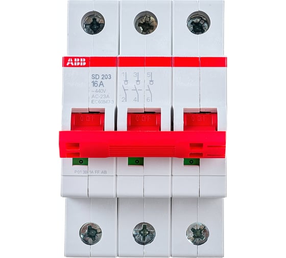 Изображение товара Рубильник ABB 3п SD203r 16A рычаг красный 2CDD283101R0016