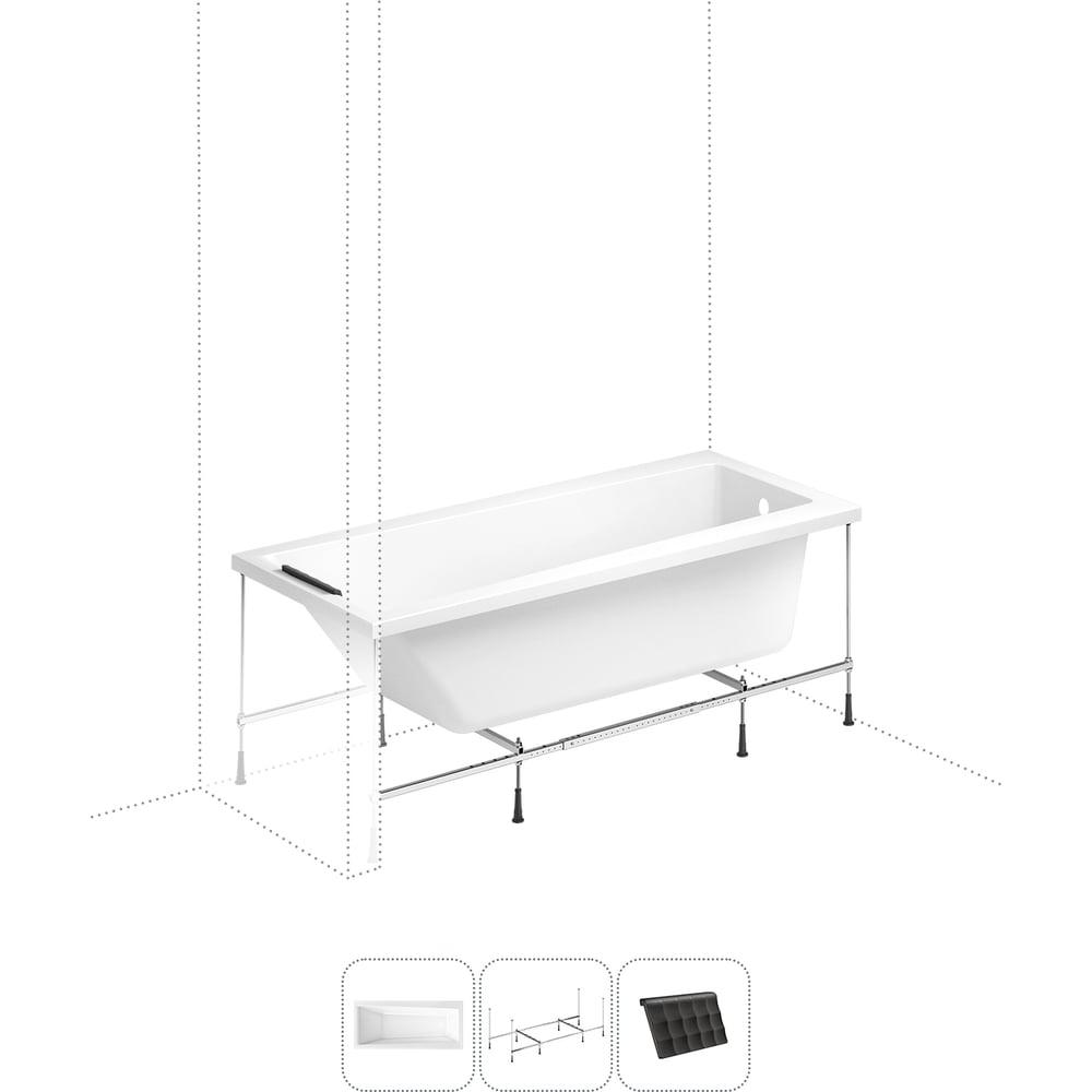 Изображение товара Аcrylic ванна Lavinia Boho Rock 3 в 1 с каркасом и подголовником