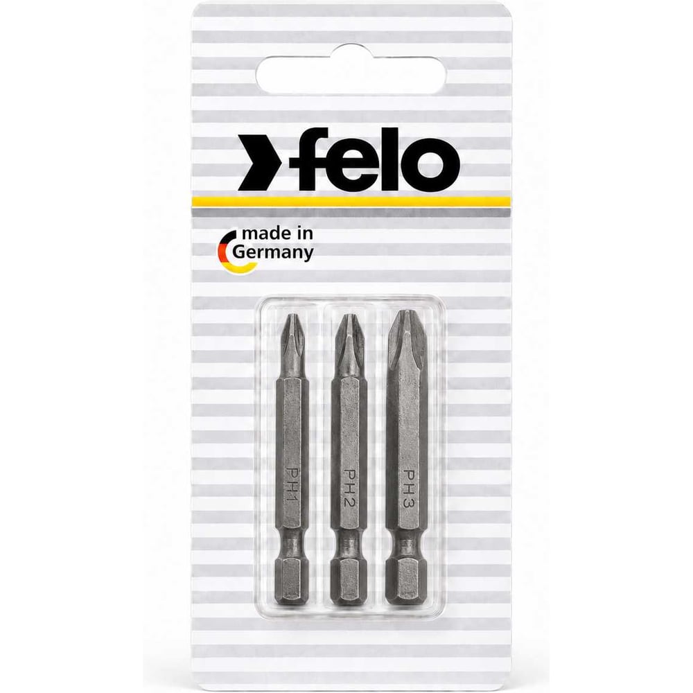 Изображение товара Бита крестовая PH 1/PH 2/PH 3, 50 мм, 3 шт. в блистере Felo 03293116 Изображение товара Бита крестовая PH 1/PH 2/PH 3, 50 мм, 3 шт. в блистере Felo 03293116