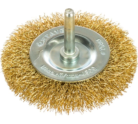 Изображение товара Щетка "MASTER" дисковая для дрели (латунированная стальная проволока 0,3 мм, 75 мм) STAYER 35114-075_z01