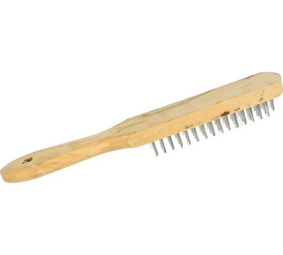 Изображение товара Металлическая 4-рядная щетка, деревянная ручка Калибр 00000041885