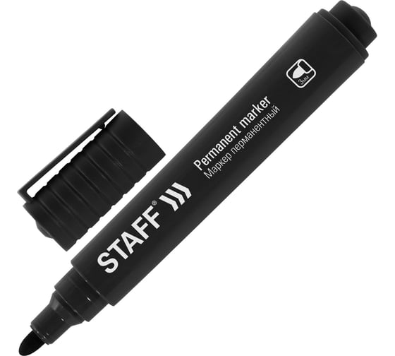 Изображение товара Перманентный маркер Staff basic budget pm-125, черный, комплект 3 штуки, наконечник 3 мм 880597