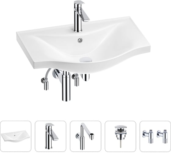 Изображение товара Раковина для ванной Wellsee Bisouв наборе 5 в 1 201005266