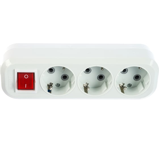 Изображение товара Колодка EKF 3 гнезда с заземлением с выключателем 16А Эксперт AKB16-3i