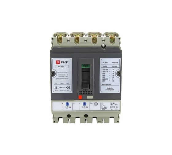 Изображение товара Автоматический трехполюсный выключатель EKF ВА-99М/100 63А 20кА mccb99-100-63m