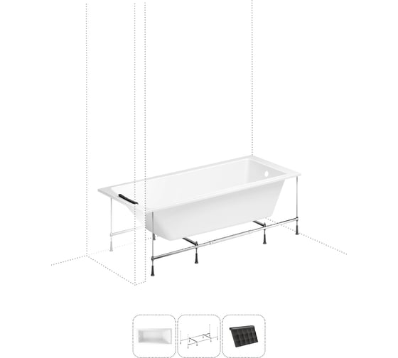 Изображение товара Акриловая ванна с каркасом и экраном Lavinia Boho One 160х70 в наборе 3 в 1 S1-3701006P