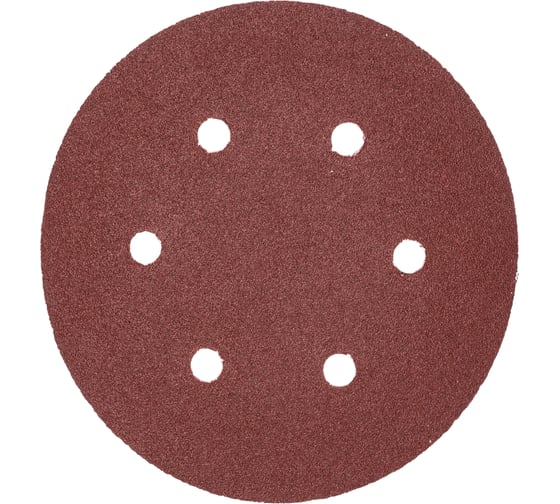 Изображение товара Круг шлифовальный на липучке, по дереву и металлу (6 отверстий, 150 мм, P100, 5 шт.) ELITECH 1820.099000