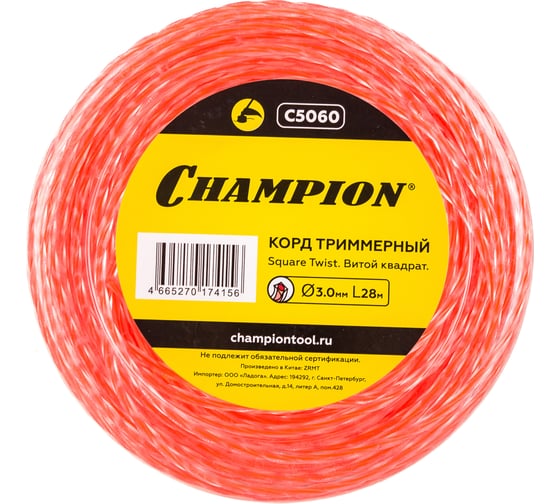Изображение товара Корд триммерный Square Twist DUO (3 мм; 28 м) Champion C5060