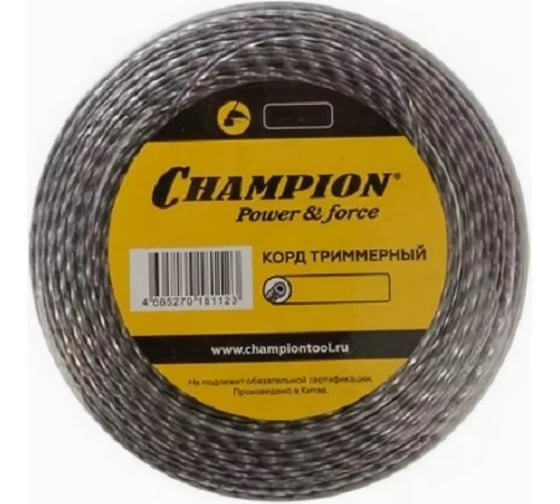 Изображение товара Корд триммерный Tri-twist, нож для отреза (3 мм; 50 м) CHAMPION C7049