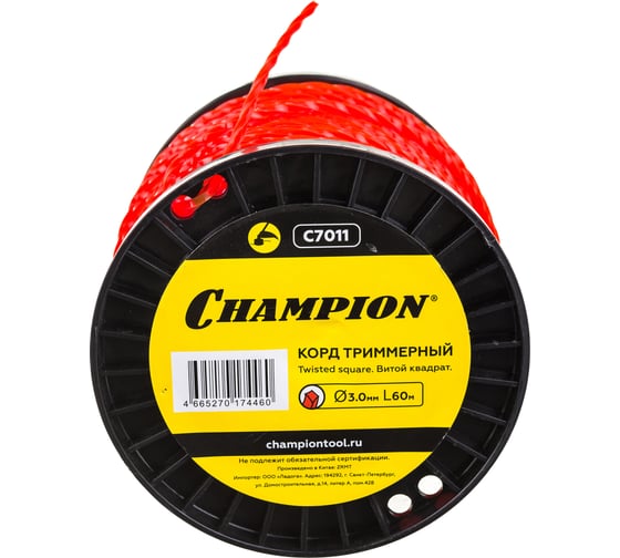 Изображение товара Корд триммерный Twisted Square, нож для отреза (3.0 мм, 60 м) CHAMPION C7011