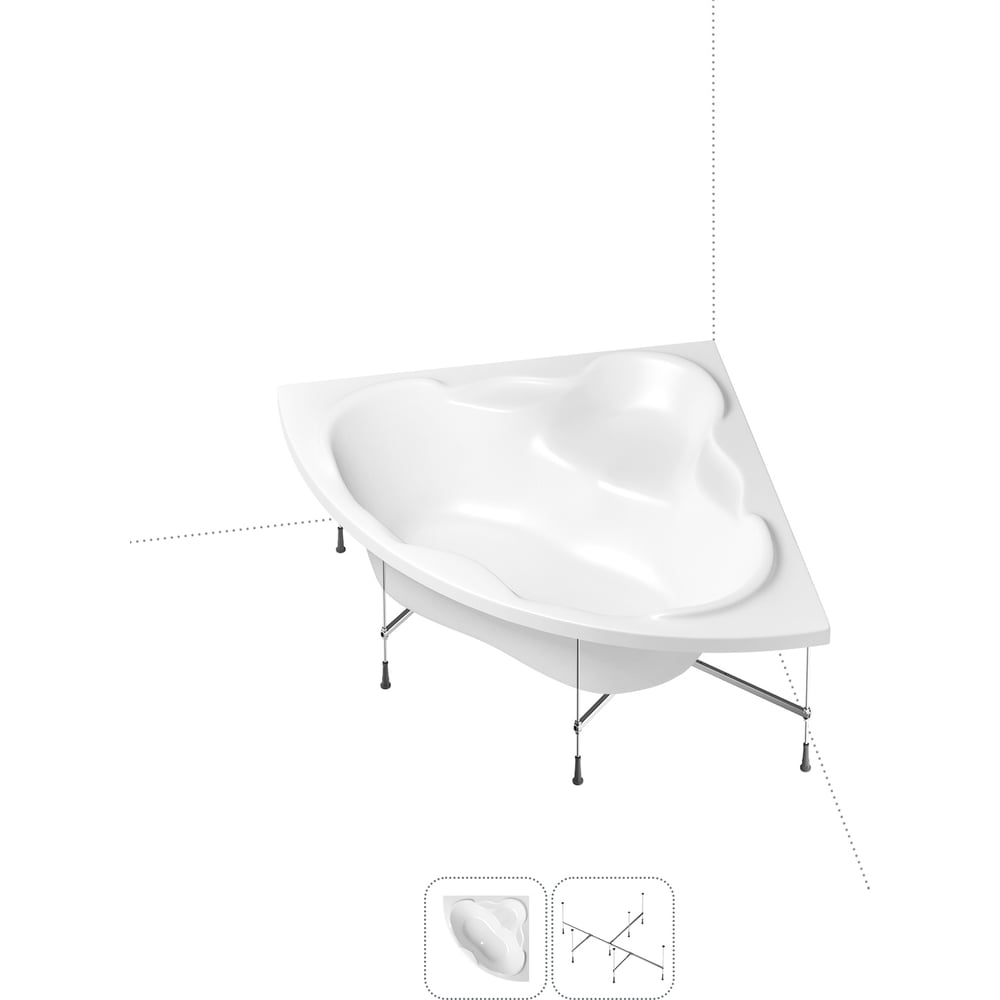 Изображение товара Акриловая угловая ванна Lavinia Boho Elegant 150х150 с каркасом