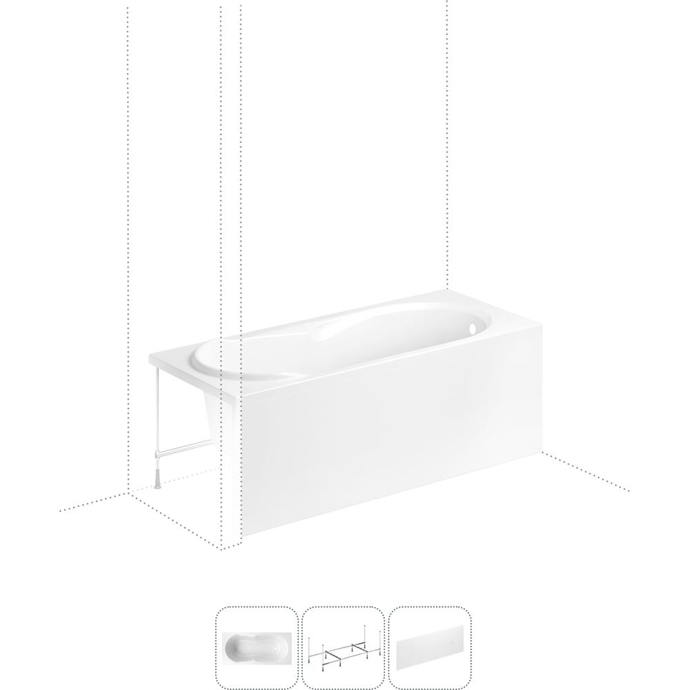 Изображение товара Акриловая ванна Lavinia Boho Easter Pro 3 в 1 с каркасом и экраном 1500 мм