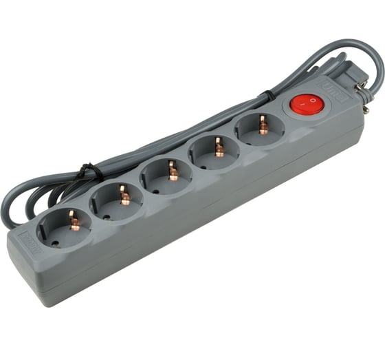 Изображение товара Сетевой фильтр Uniel серии Universal, 3м, Пвс 3х0,75, 5 гнезд, с/з. 10А S-GSU5-3 GREY UL-00001746
