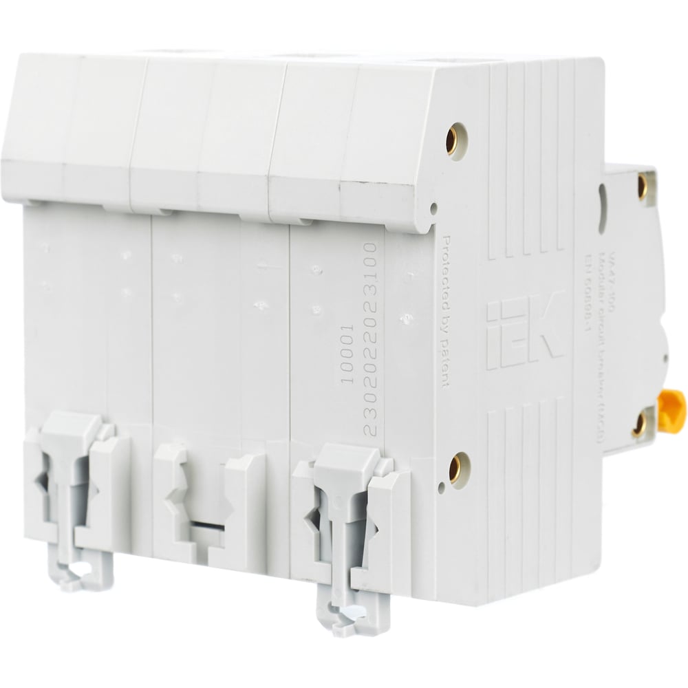 Изображение товара Автоматический модульный выключатель IEK 3п C 100А ВА 47-100 10кА ИЭК MVA40-3-100-C