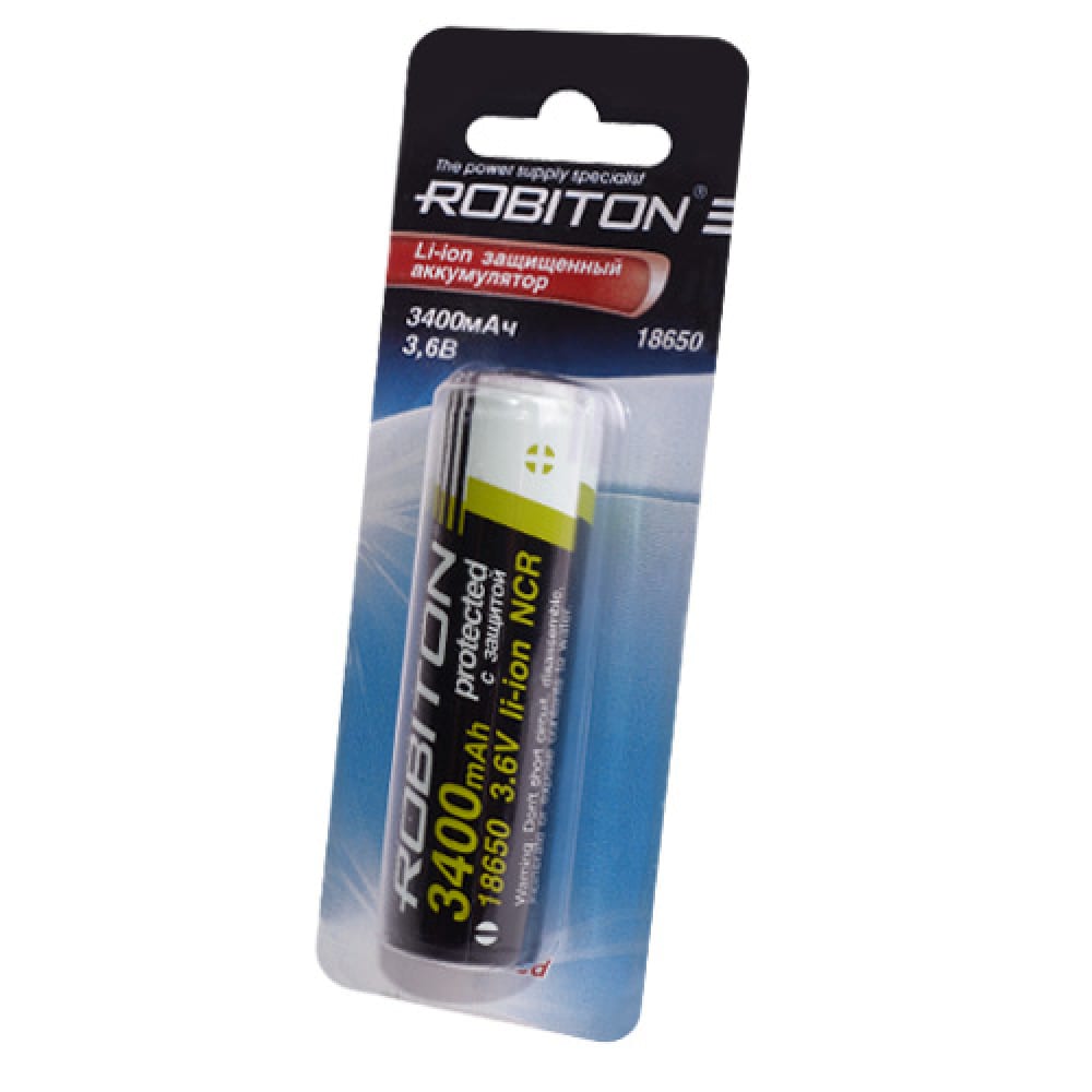 Купить Аккумулятор с защитой robiton 3.4/li18650 3400мач (ncr18650b) bl1 13485