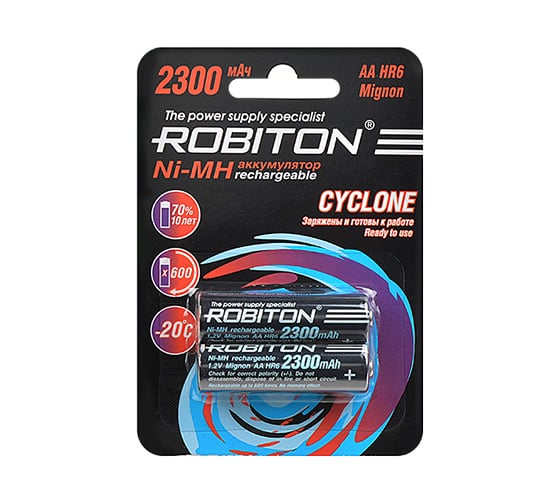 Изображение товара Аккумулятор ROBITON CYCLONE RTU2300MHAA BL2 (2шт) 15580