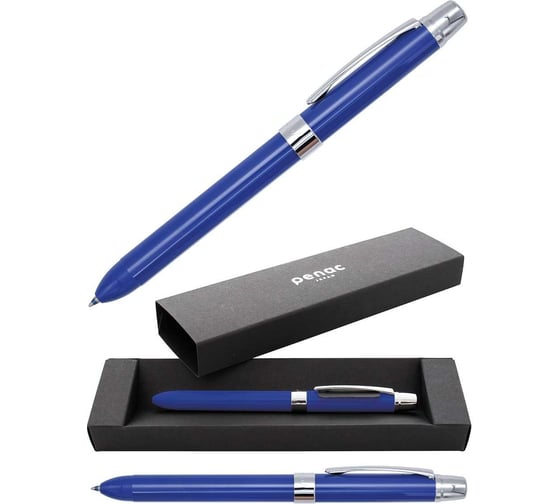 Изображение товара Многофункциональная ручка Penac ele-001 opaque: 2 стержня синего и красного цветов 0,7 мм + механический карандаш 0,5мм нв, ластик, цвет корпуса: синий, в подарочном футляре TF140203-GC6