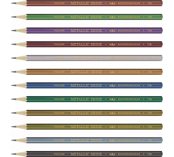 Изображение товара Графитовые заточенные карандаши Воскресенская карандашная фабрика 72 шт, ТМ (HB), Metallic shine фиолетовый 543042