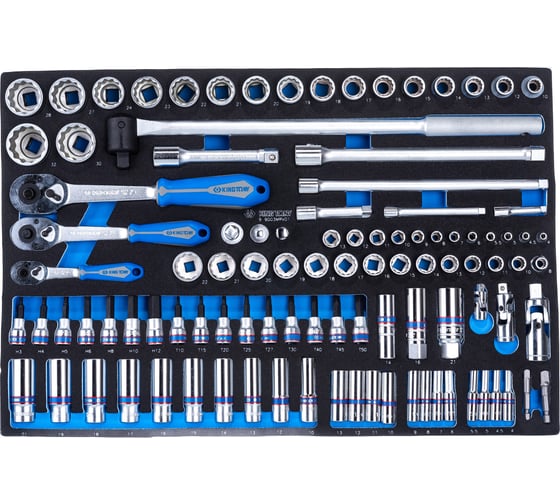 Изображение товара Набор торцевых головок 1/4"&3/8"&1/2" с принадлежностями, ложемент, 103 предмета KING TONY 9-9003MRV01