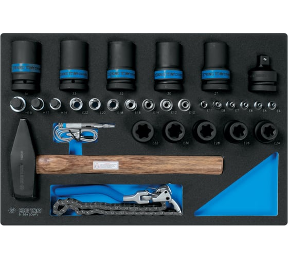 Изображение товара Набор ударных головок 1", головок TORX Е-стандарт, молоток, съемник, тестер, ложемент, 30 KING TONY 9-99430MFV