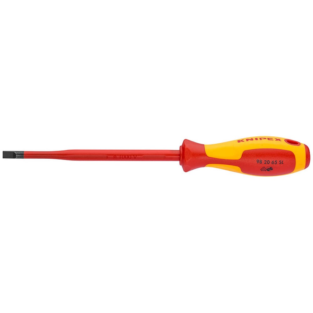 фото Отвертка knipex sl4.0x0.8 шлицевая тонкая vde, l лезвия 100 мм, 1000v, 2-комп. рук-ка kn-982040sl